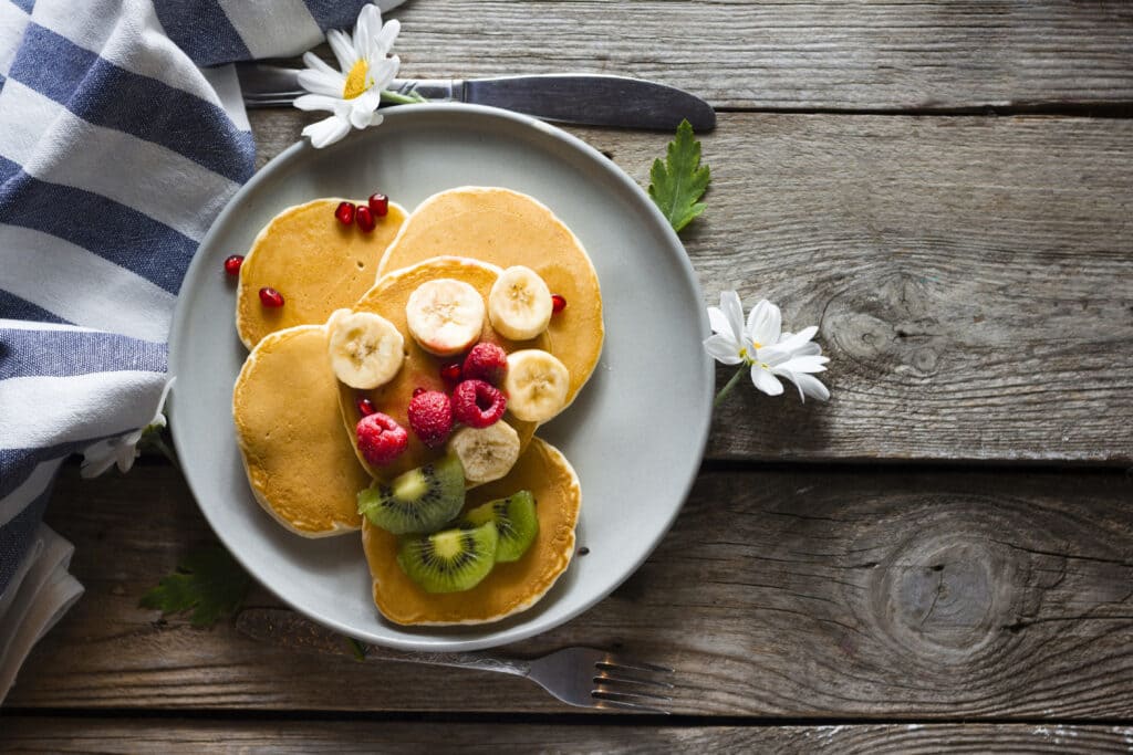 Banana Walnut Pancake With Fruit Medley Recipe